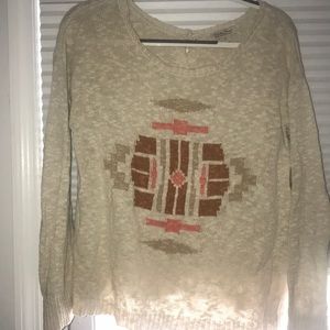 Lucky Brand light sweater w/ tribal detail&buttons